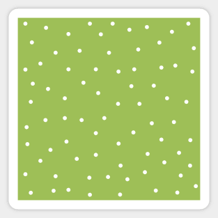 White Polka Dots on Green Background Sticker